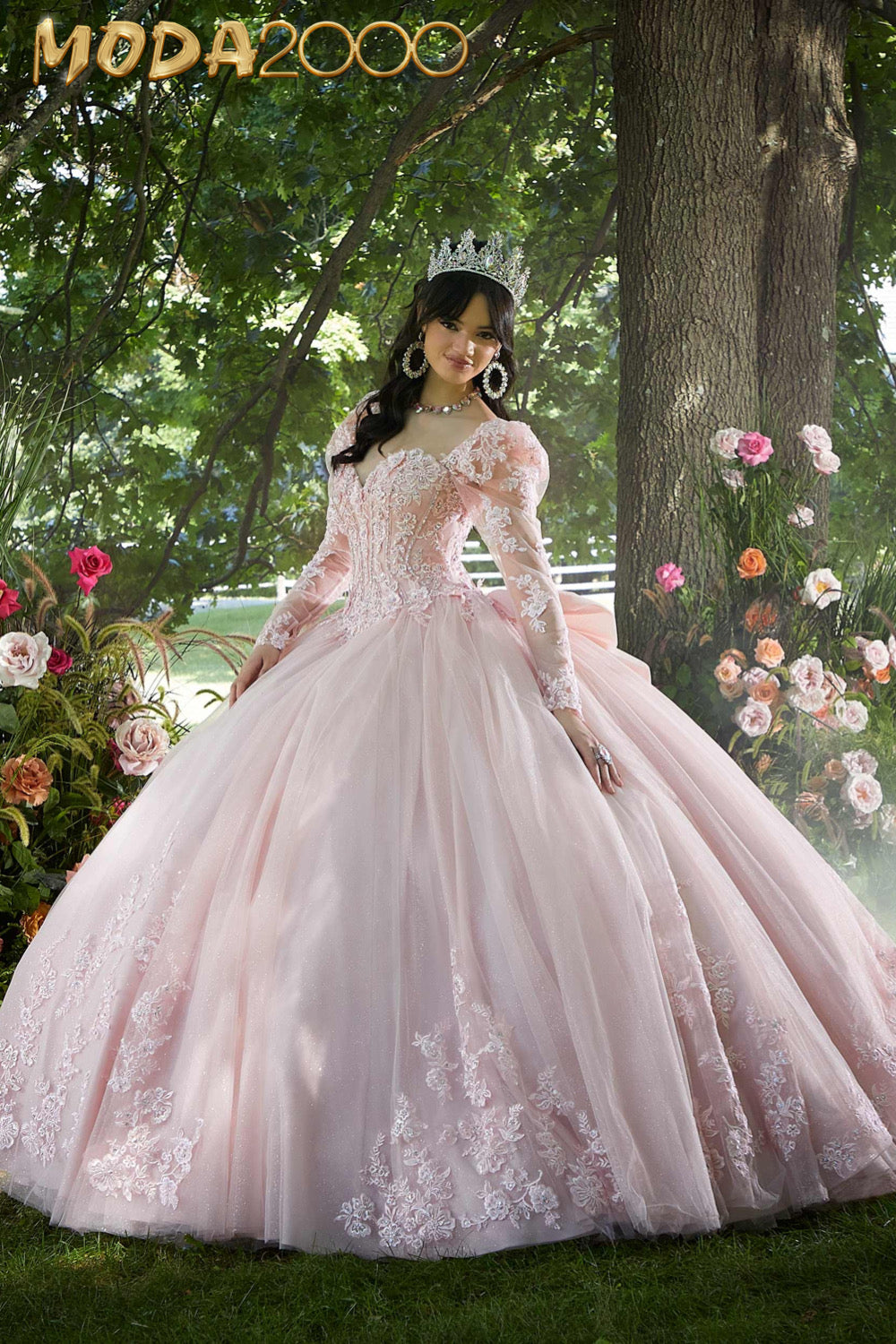 M2K89443 | Floral Embroidered Corset Bodice Quinceaera Dress Moda 2000 LLC M2K89443 | Floral Embroidered Corset Bodice Quinceaera Dress Moda 2000 LLC