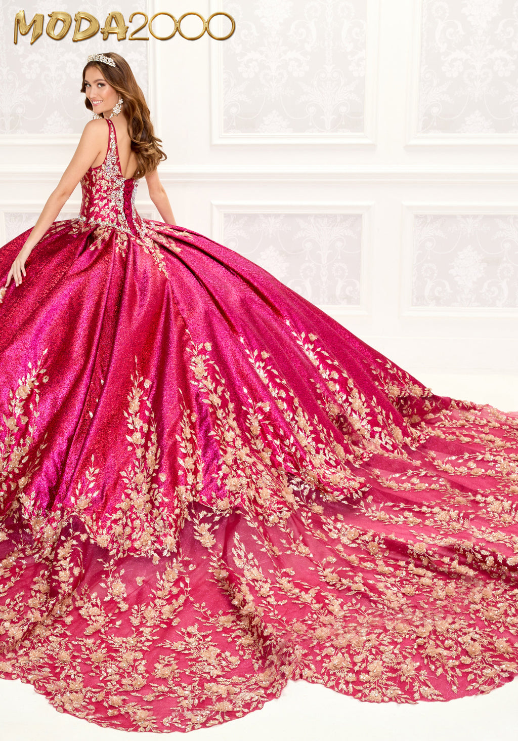 M2K30081 l Metallic Jaquard Quinceañera Dress Moda 2000 LLC