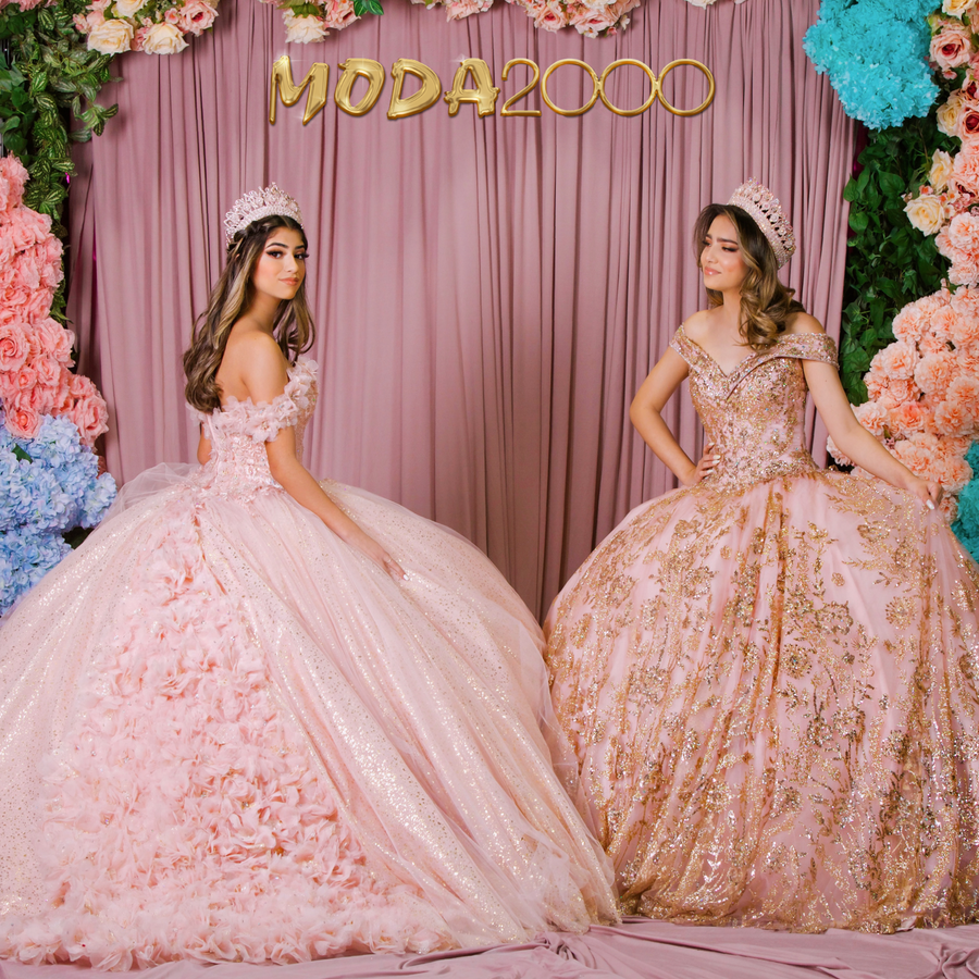 M2K30081 l Metallic Jaquard Quinceañera Dress Moda 2000 LLC