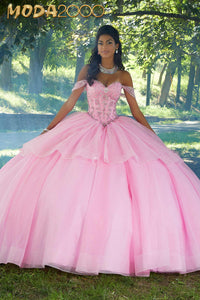 M2K89449| Rhinestone and Crystal Beaded Corset Bodice Quinceañera Dress