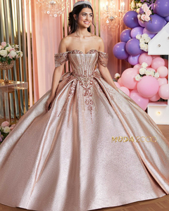 green emerald velvet dress Off Shoulder 3D Flower Ball Gown Sweet 16 Birthday Puffy Prom Dress Be –  Msikoods Official Store main image 1