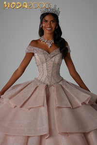 M2K89447 | Textured Glitter Net Quinceañera Dress