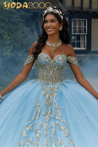 M2K89458 | Pattern Sequin Rhinestone and Crystal Beaded Quicneañera Dress
