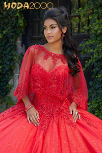 M2K89451 | Crystal Beaded Lace on Sparkle Tulle Quinceañera Dress