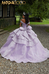 M2K89447 | Textured Glitter Net Quinceañera Dress
