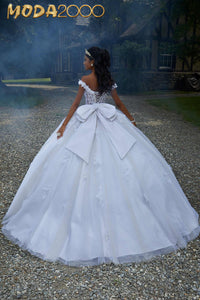 M2K89456 | Crystal Beaded Three-Dimensional Embroidered Quinceañera Dress with Sheer Bodice