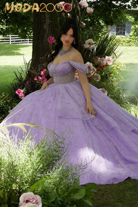 M2K89450 | Patterned Glitter and Crystal Beaded Quinceañera Dress with Sheer Bodice