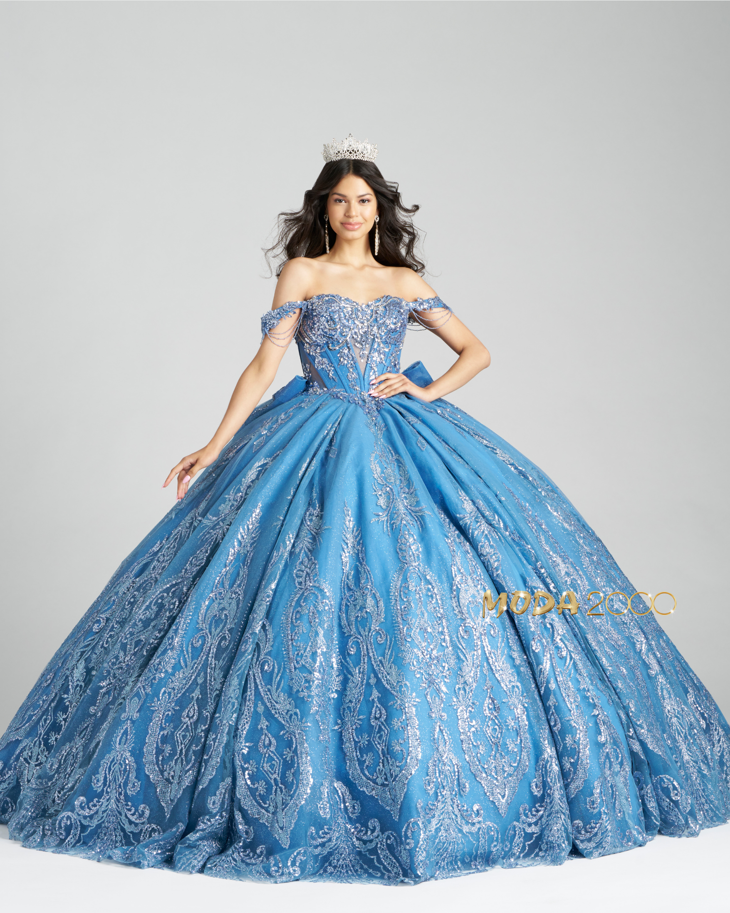 slate blue quince dress Glow-in-the-Dark Quinceanera Dress: Princesa PR30172 Slate / 00 main image 0