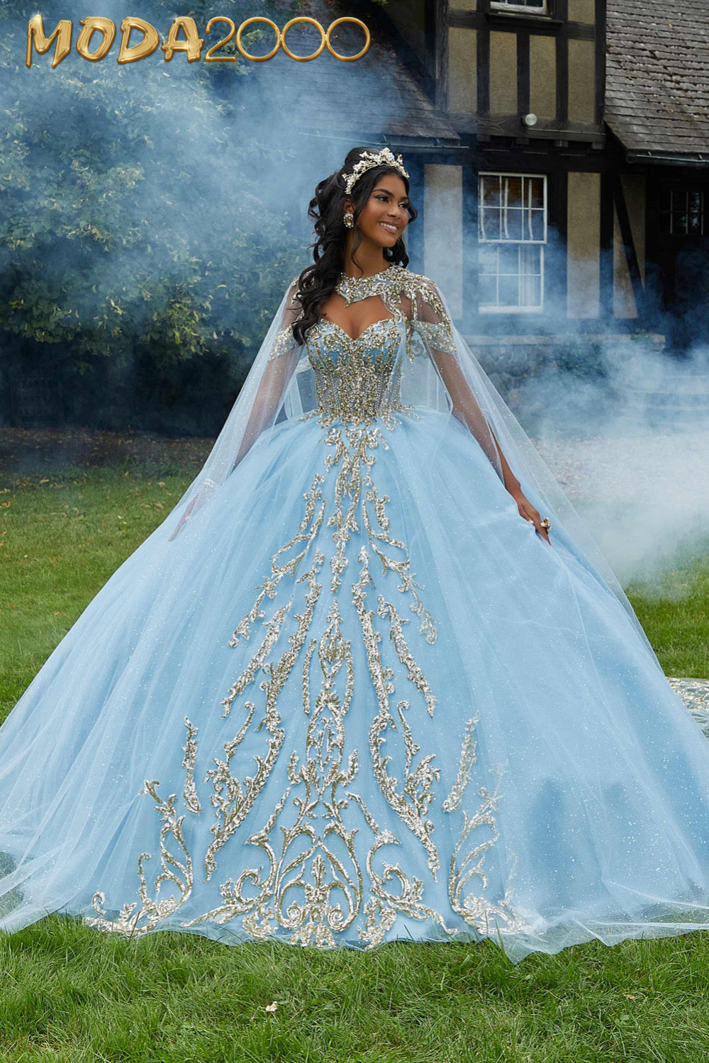 M2K89458 | Pattern Sequin Rhinestone and Crystal Beaded Quicneañera Dress