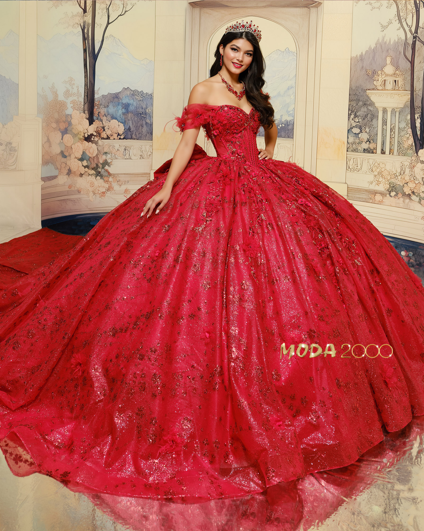 red beautiful prom dresses Beaded Long Formal Fitted Dress LaDivine CD382 Size:15.8