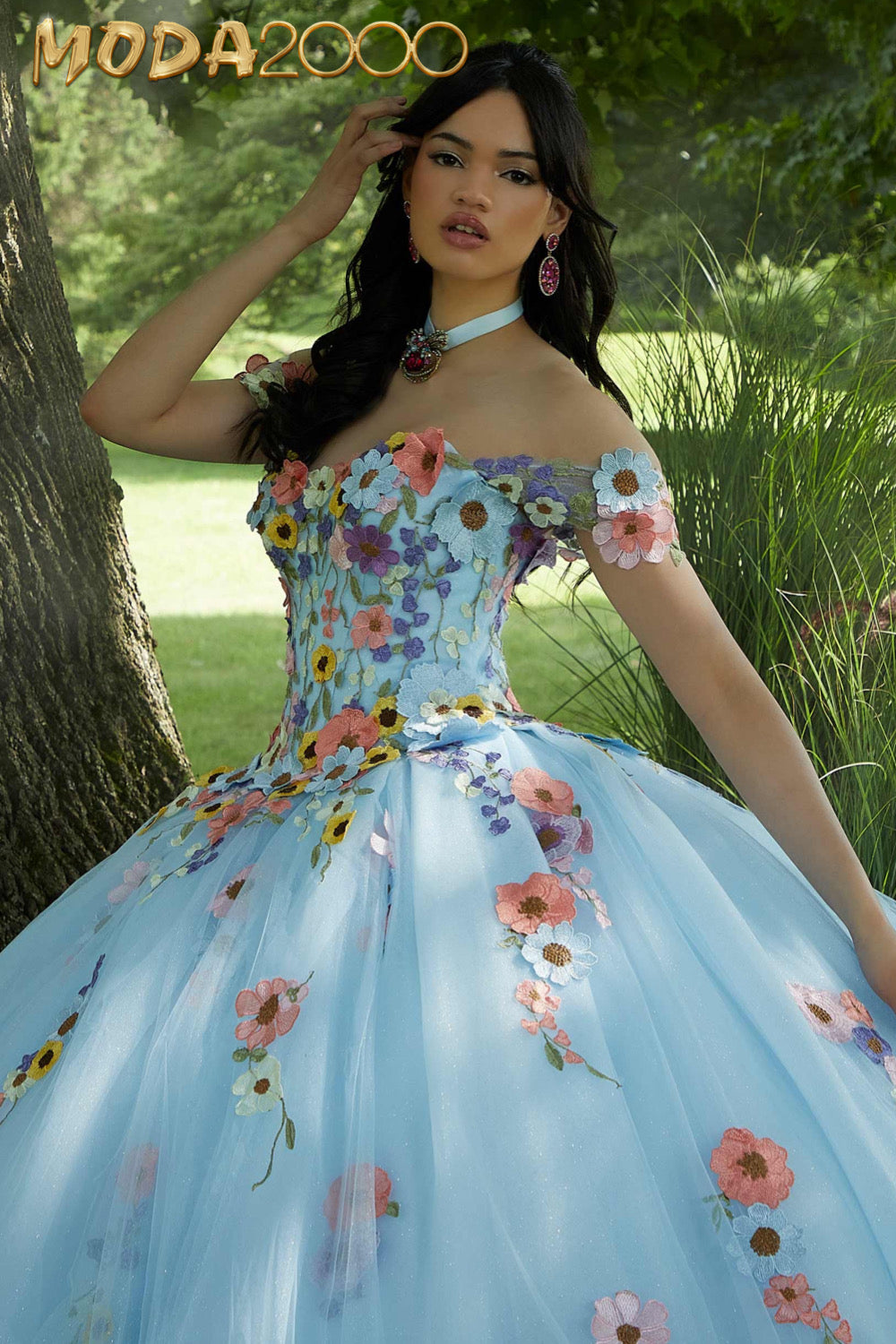 M2K89446 | Multicolor Floral Embroidered Quinceañera Dress