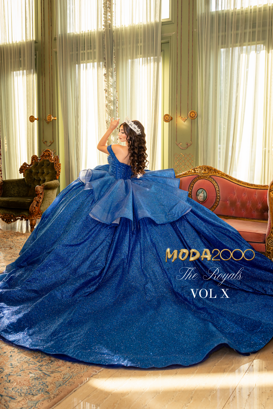 moda 2000 royal blue dresses Moda2000 VOL 5 long sleeve royal blue quince dress