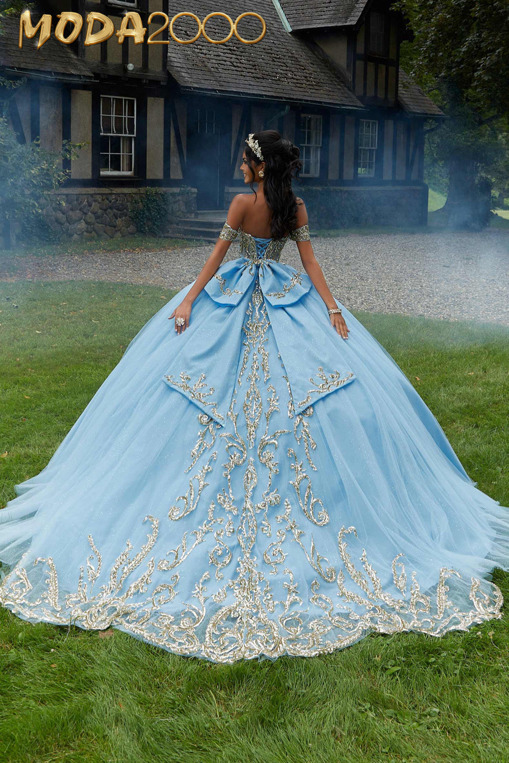 M2K89458 | Pattern Sequin Rhinestone and Crystal Beaded Quicneañera Dress