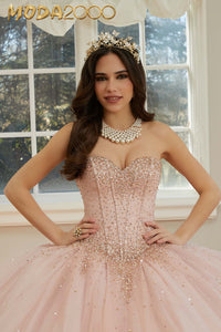 M2K60205 | Crystal Beaded Sparkle Tulle Quinceañera Dress