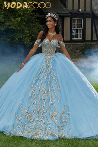 M2K89458 | Pattern Sequin Rhinestone and Crystal Beaded Quicneañera Dress
