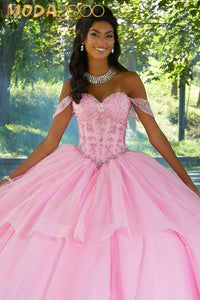 M2K89449| Rhinestone and Crystal Beaded Corset Bodice Quinceañera Dress