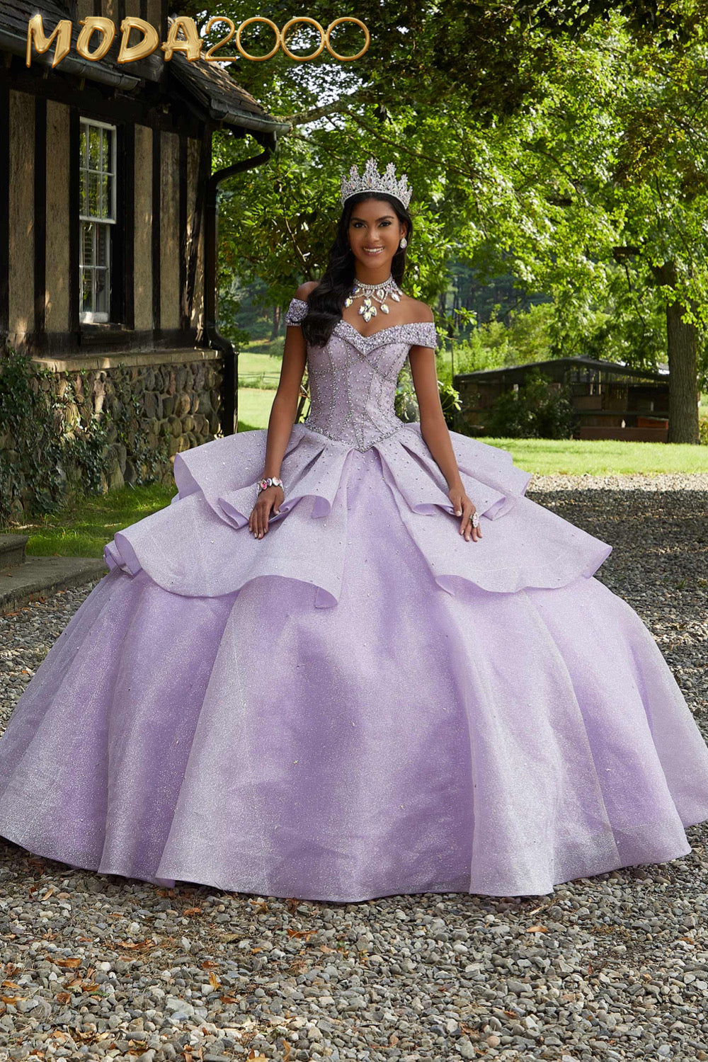 M2K89447 Textured Glitter Net Quinceanera Dress Moda 2000 LLC