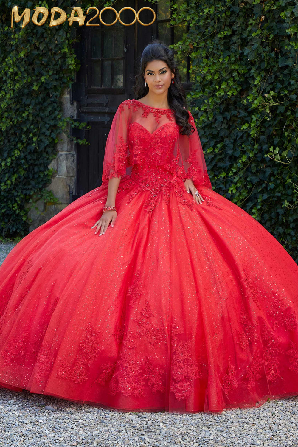 M2K89451 | Crystal Beaded Lace on Sparkle Tulle Quinceañera Dress