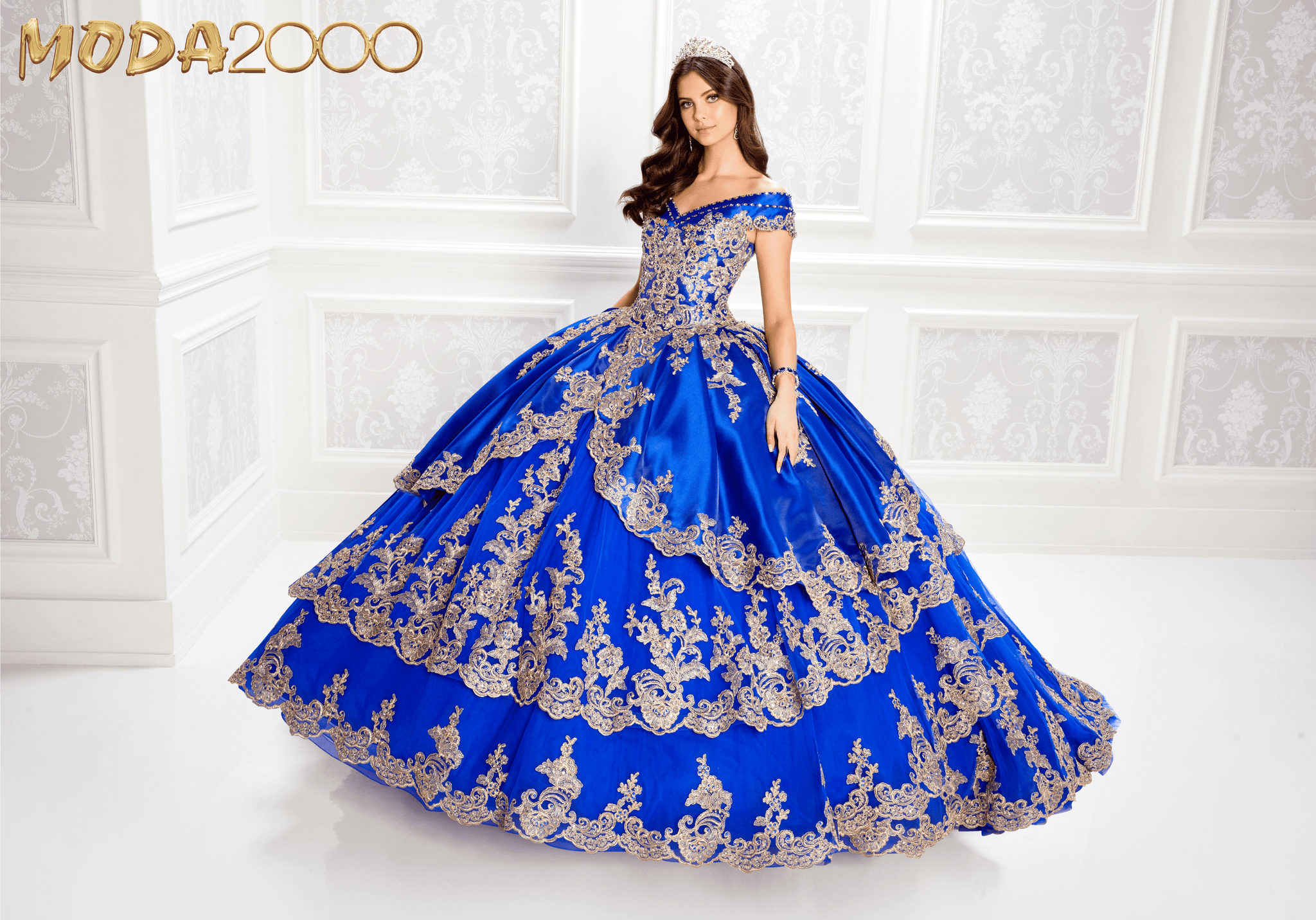 Tina Holly Couture TW023 Royal Blue Off Shoulder A Line Formal Dress