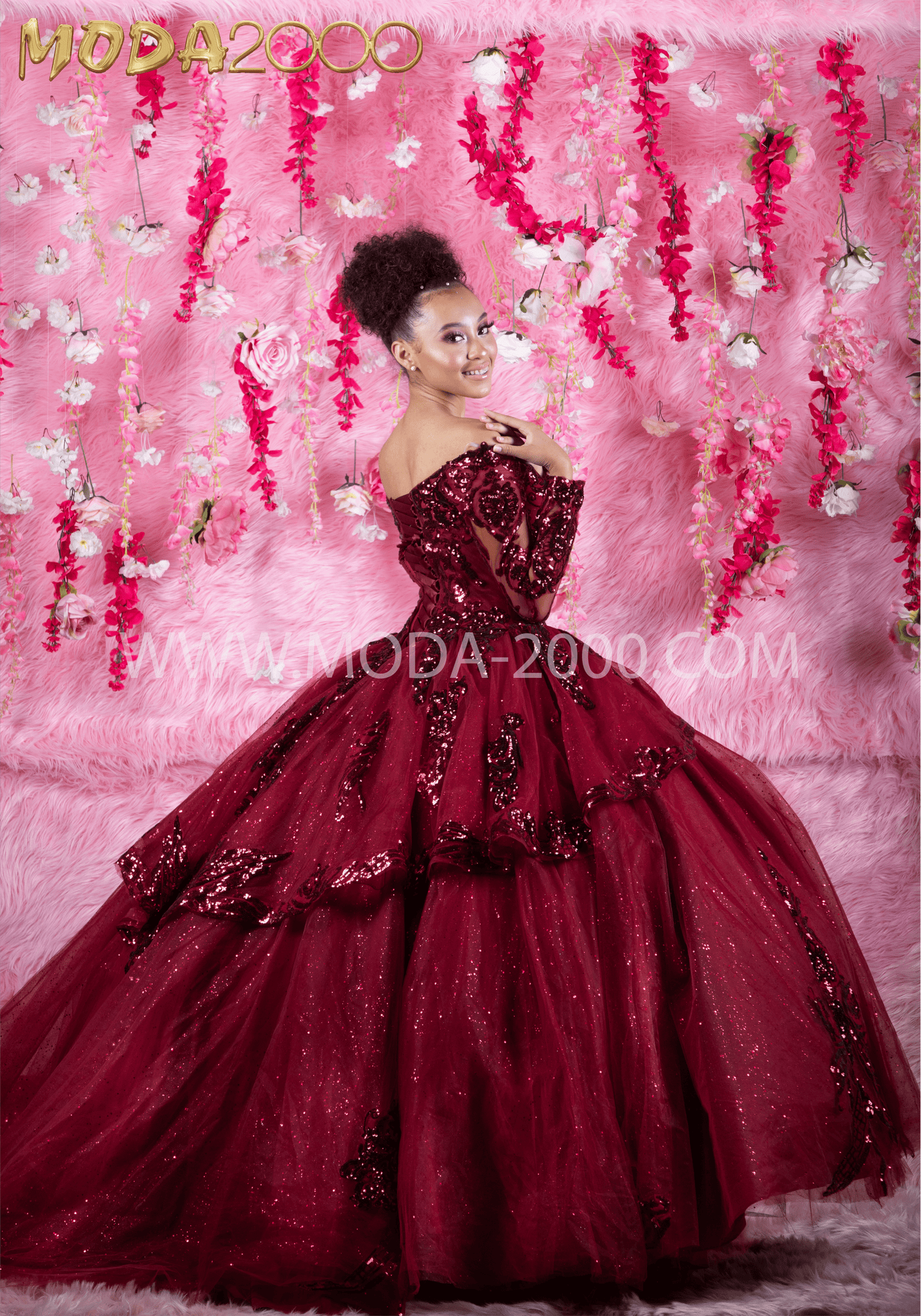 Red long sleeve 2025 quinceanera dress