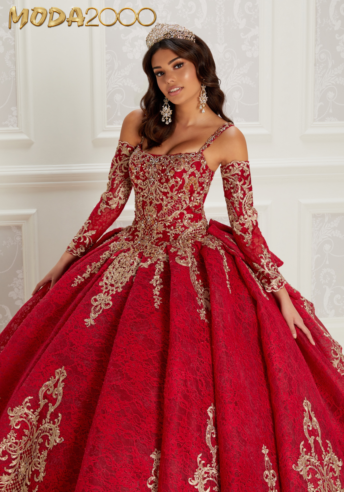Red and gold quinceanera dresses sales
