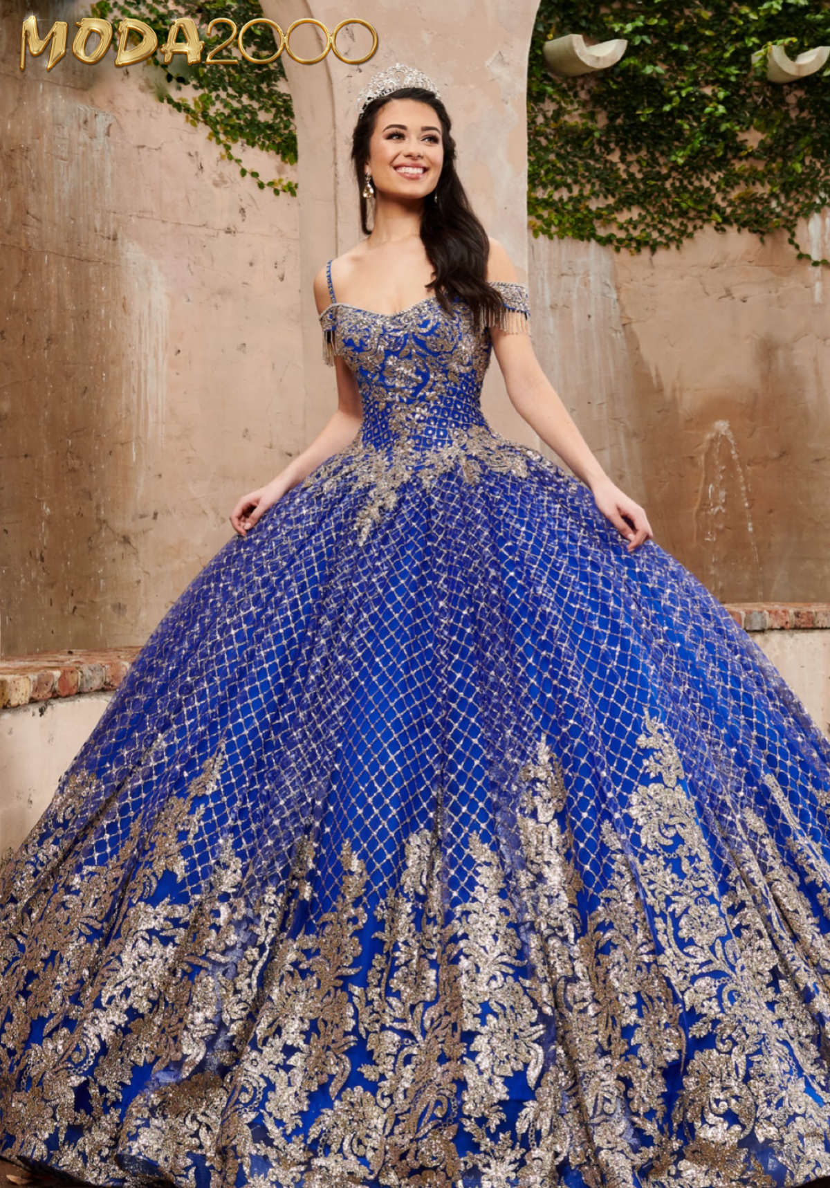 Blue and gold clearance quinceanera