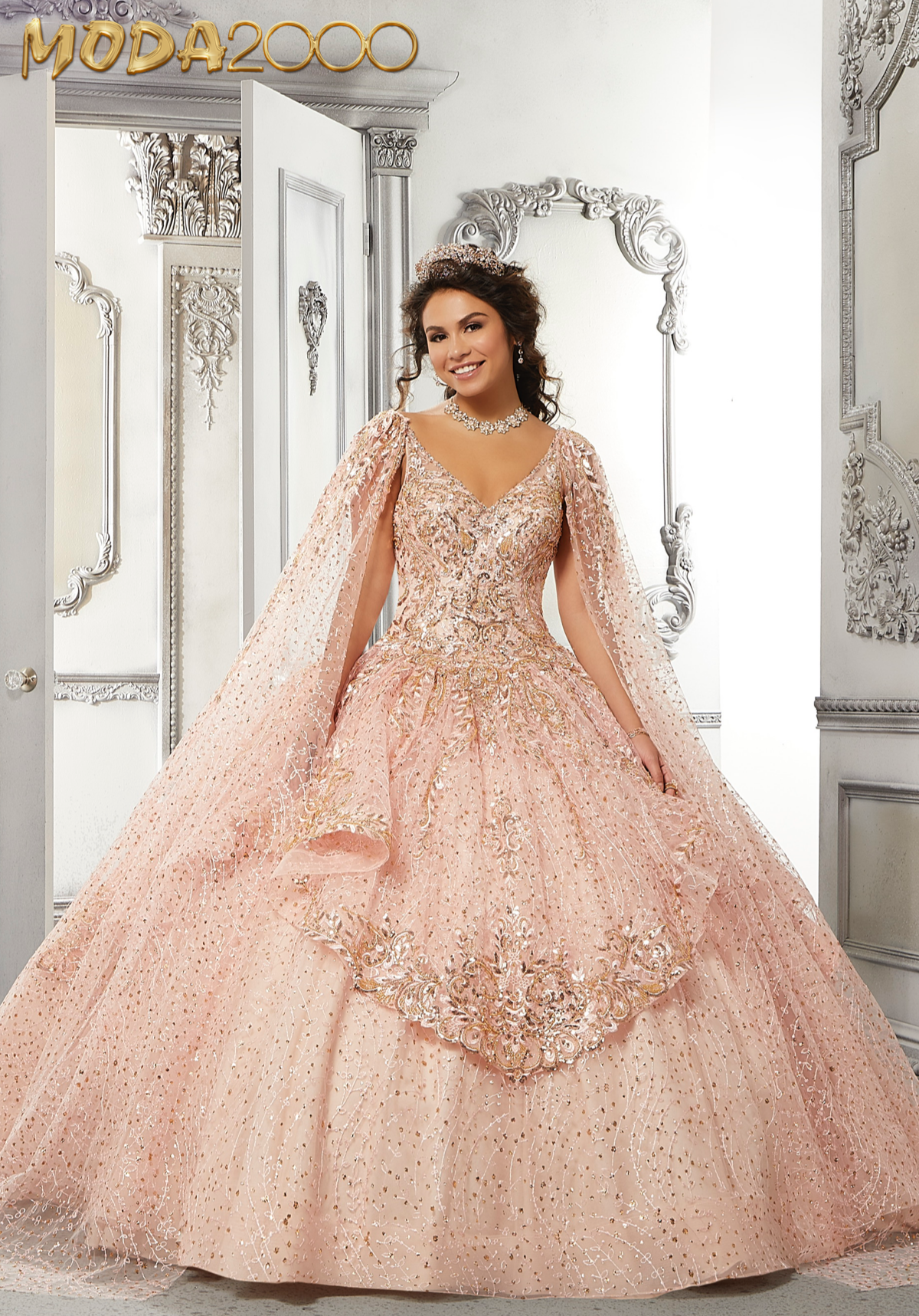 Rose gold top dress for quinceanera