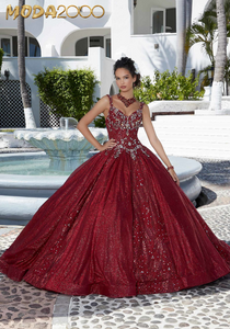 M2K89455| Shimmering ball gown in patterned glitter tulle