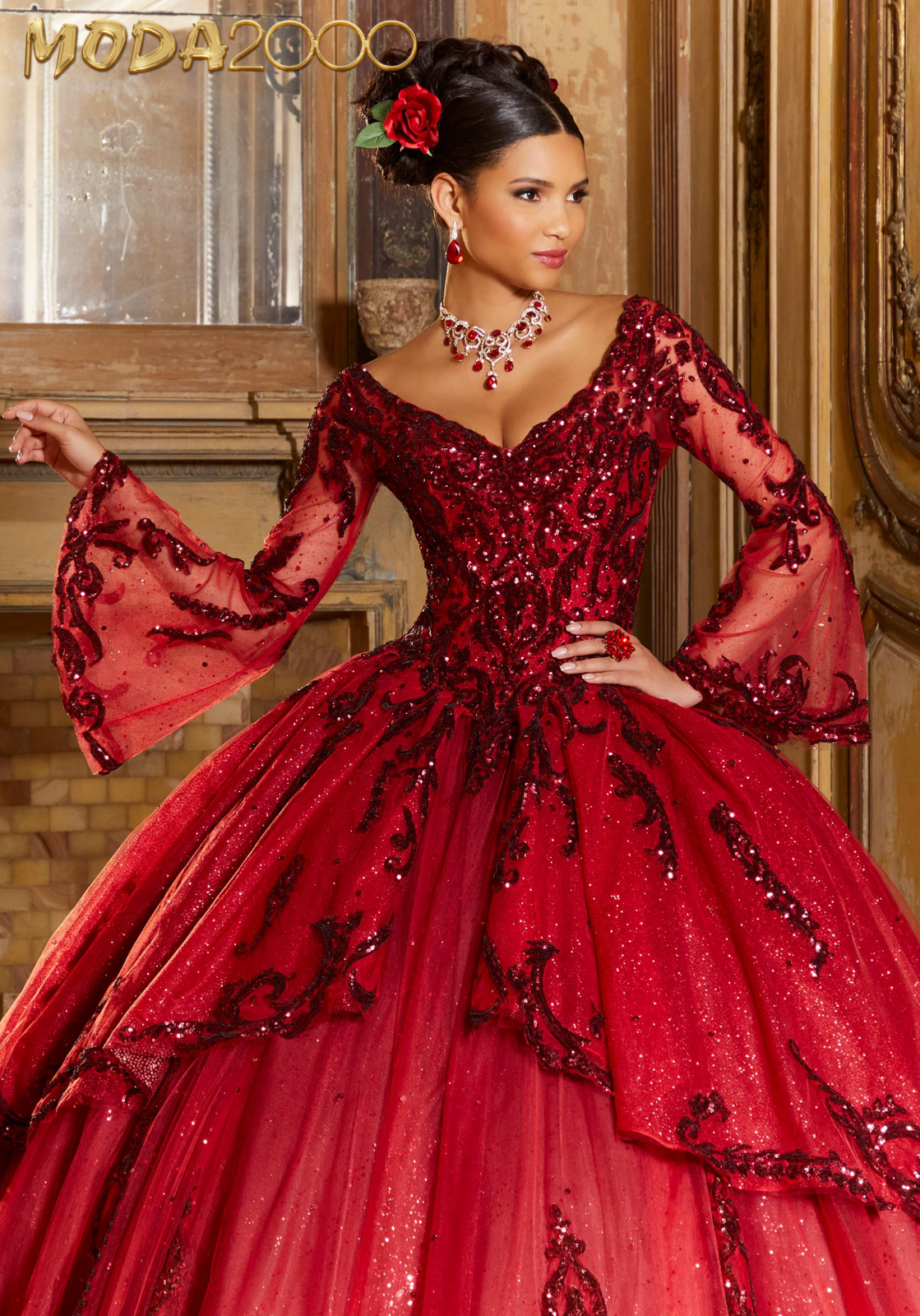 M2K60156 | Sequin Appliquéd Quinceañera Dress
