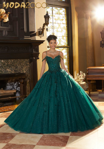 M2K60155 | Floral Lace Quinceañera Dress with Three-Dimensional Appliqués