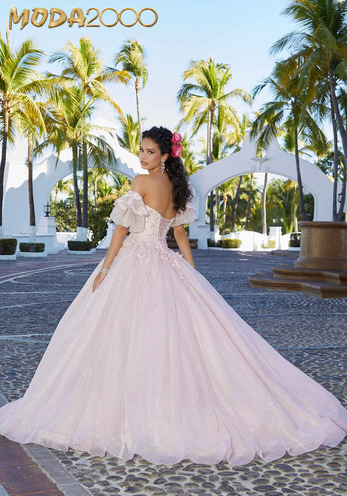 M2K60164 | Rhinestone and Crystal Beaded Embroidered Quinceañera Dress