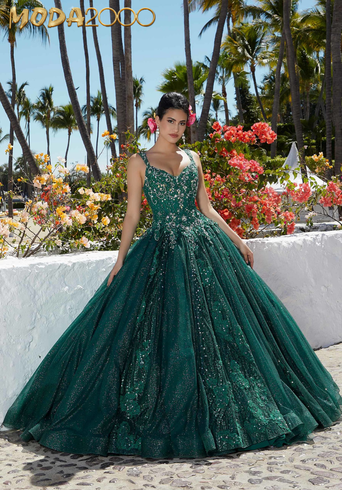 M2K89363 |   Mixed Patterned Glitter and Sparkle Tulle Quinceañera Dress