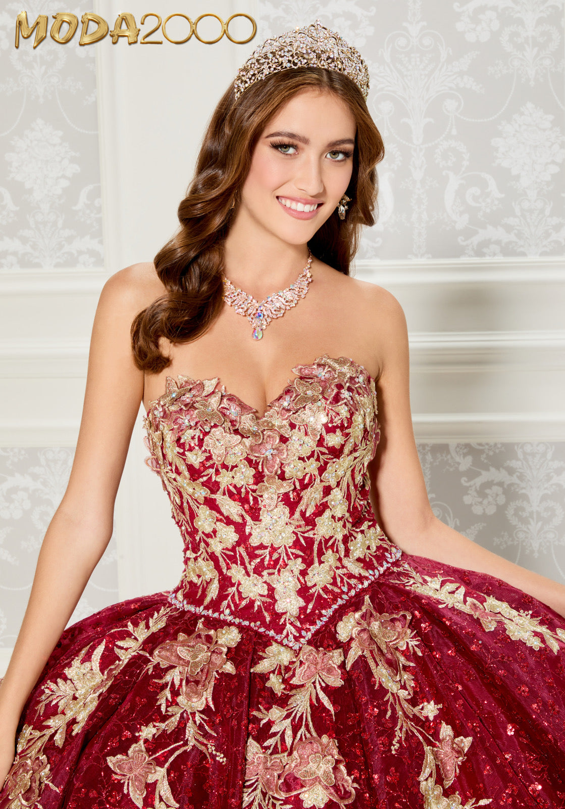 M2K30121 l Quinceañera dress with three-dimensional butterfly details