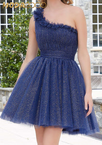 M2K9619 |. One Shoulder Sparkle Tulle Party Dress