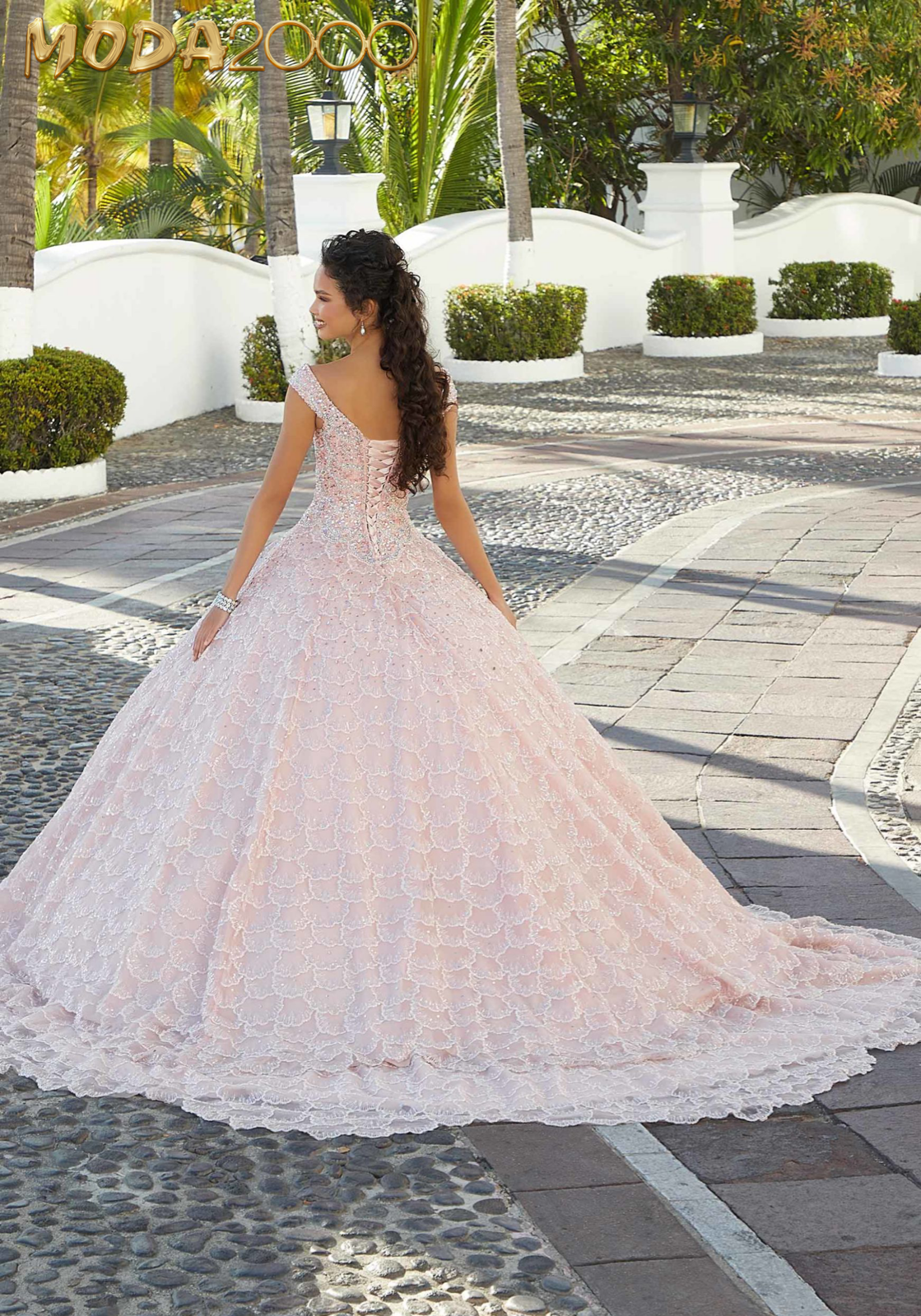 M2K34071 | Scalloped Embroidered Sparkle Tulle Quinceañera Dress