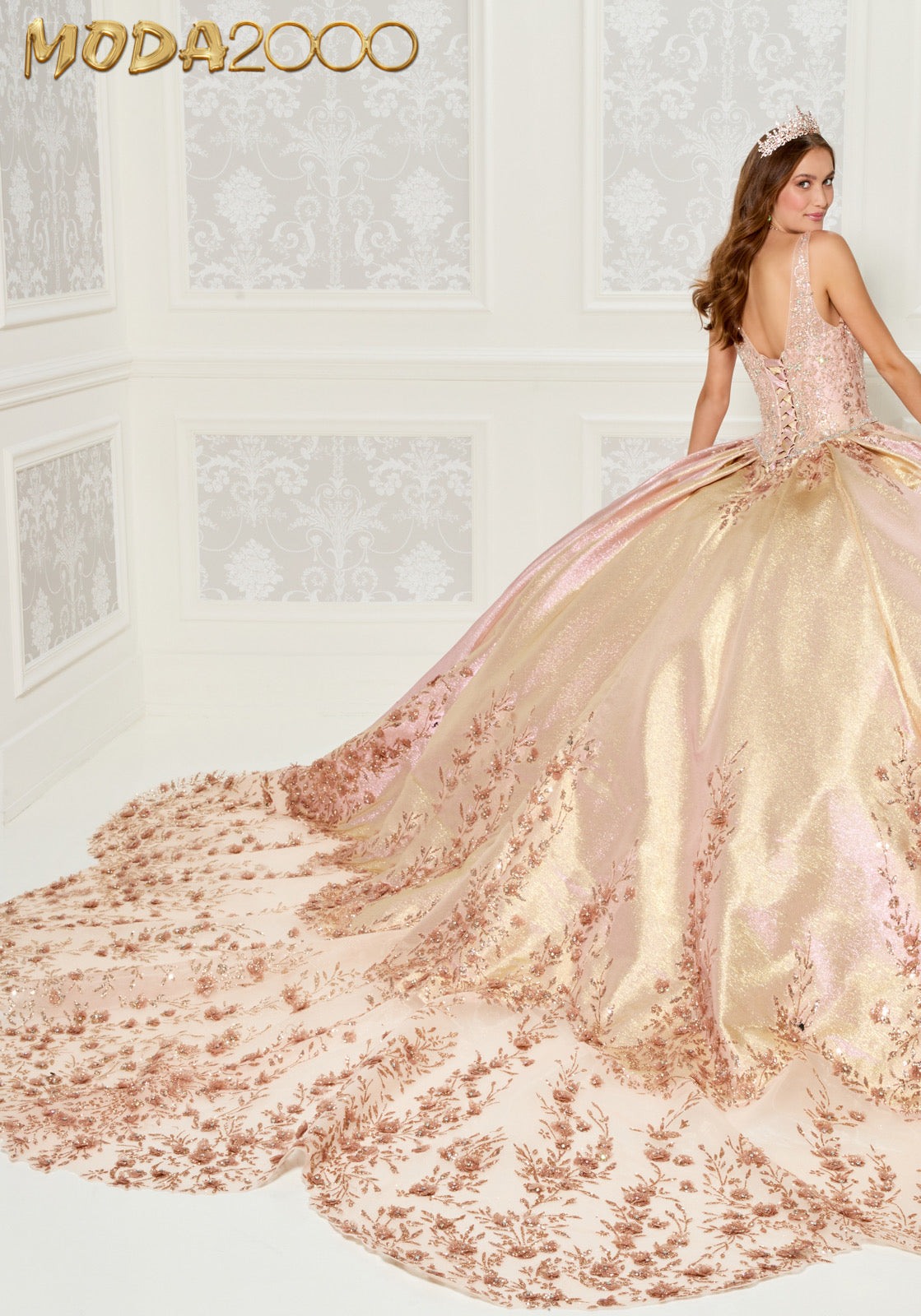 M2K30081 l Metallic Jaquard Quinceañera Dress