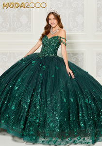 M2K22145 l Quinceanera dress with beaded bodice and floral appliqué details along the hem
