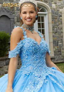 M2K89414 | Metallic Embroidered Quinceañera Dress with Three-Dimensional Butterflies