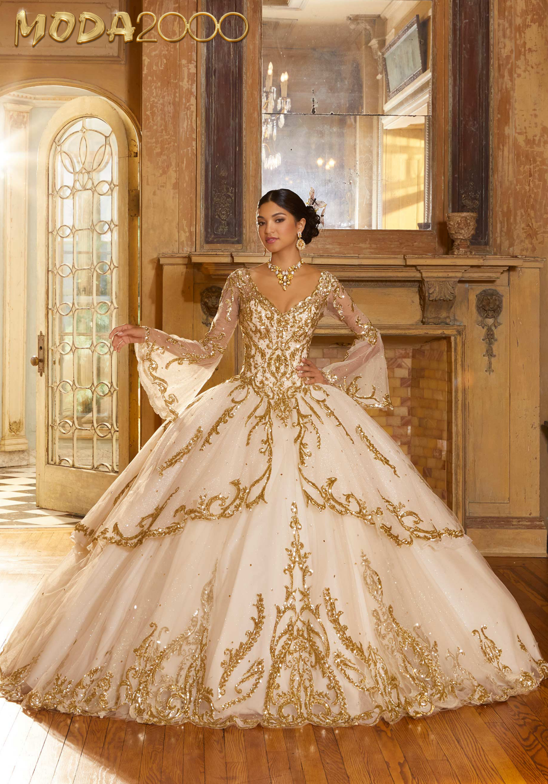 M2K60156 | Sequin Appliquéd Quinceañera Dress