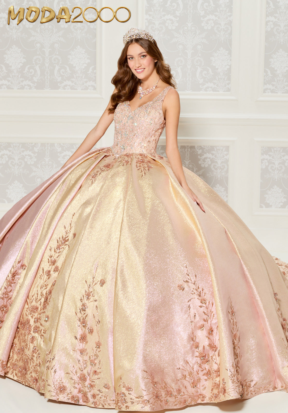 M2K30081 l Metallic Jaquard Quinceañera Dress