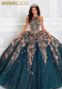 Teal and 2024 gold quinceanera dresses