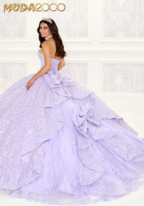 M2K22022 l Sparkling strapless quinceanera dress with embroidered lace