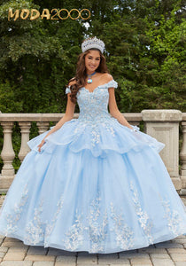 M2K89409 | Three-Dimensional Floral Quinceañera Dress with Flounced Overskirt