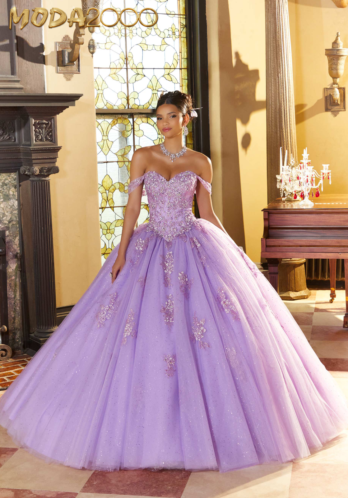 M2K60152 | Sparkling Appliquéd Quinceañera Dress