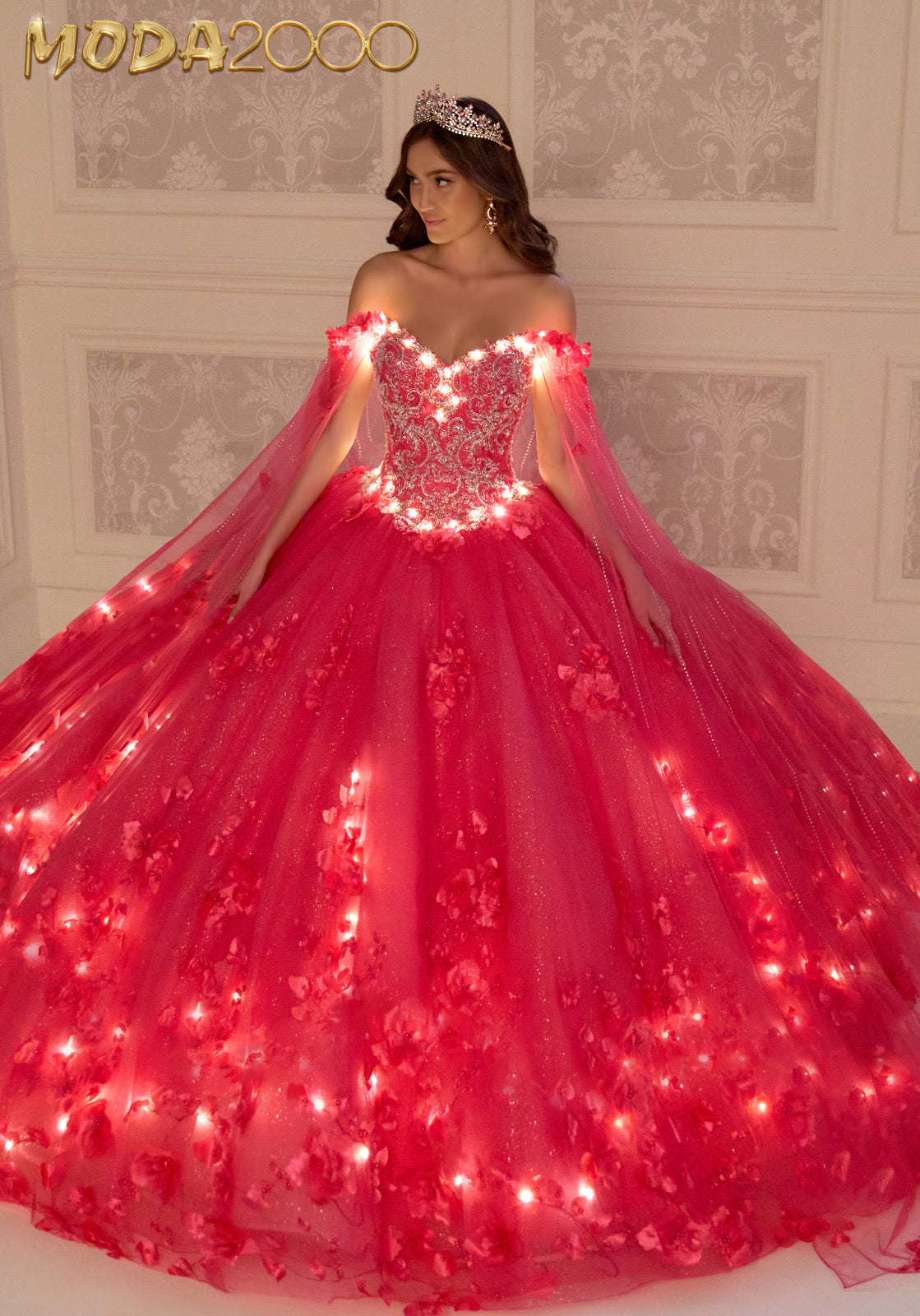 M2K22021 l Quinceañera Dress With Lights and Detachable Cape