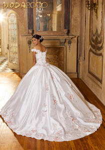 M2K60153 | Diamanti Satin Quinceañera Dress with Three-Dimensional Flowers