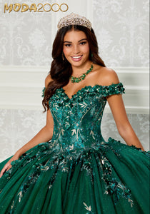 M2K30114 l Three-dimensional Floral Patterned Quinceañera Dress with Cape