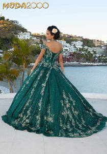 M2K89351 |    Patterned Sparkle Tulle Quinceañera Dress