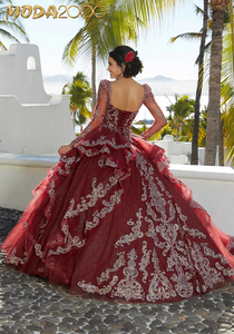 M2K89352 |    Flounced Glitter Embroidered Quinceañera Dress