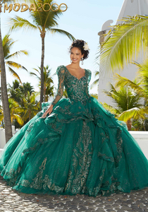 M2K89352 |    Flounced Glitter Embroidered Quinceañera Dress